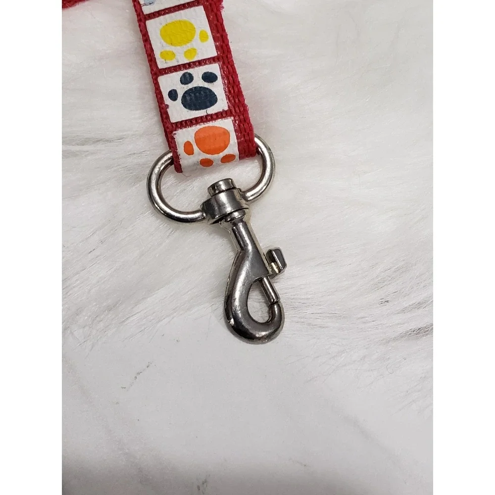 Build a Bear Red Leash Multicolor Bones & Paw Prints for Plush Pets